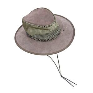 Walkabout Hats Australian Unisex Suede Outback Safari Hat Taupe Size Small